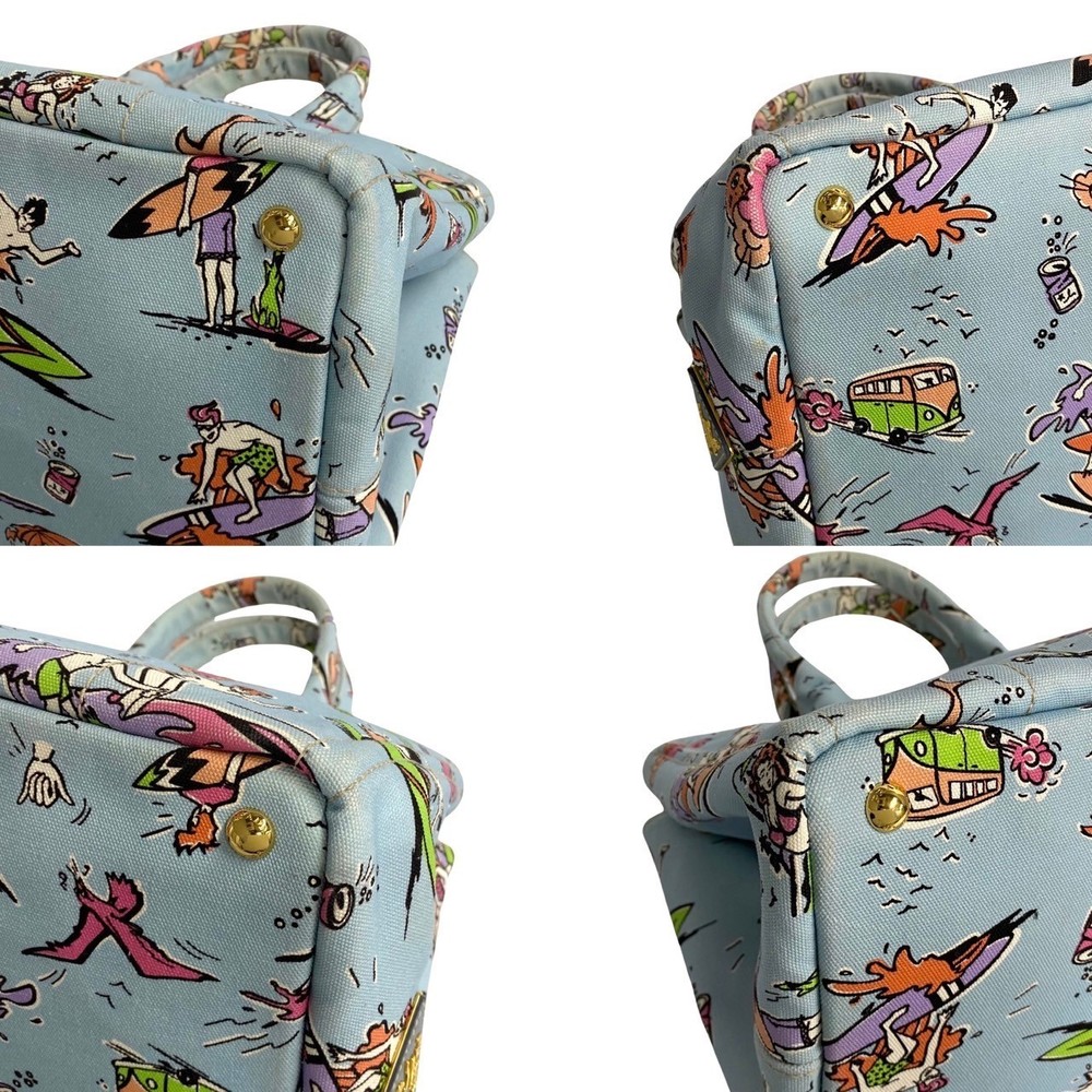 Prada Triangle Canapa Surfing Pattern Canvas Tote… - image 6